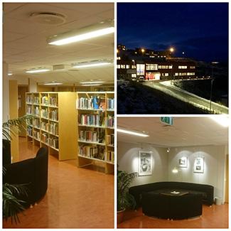 Collage of the in- and outside of the Hammerfest library