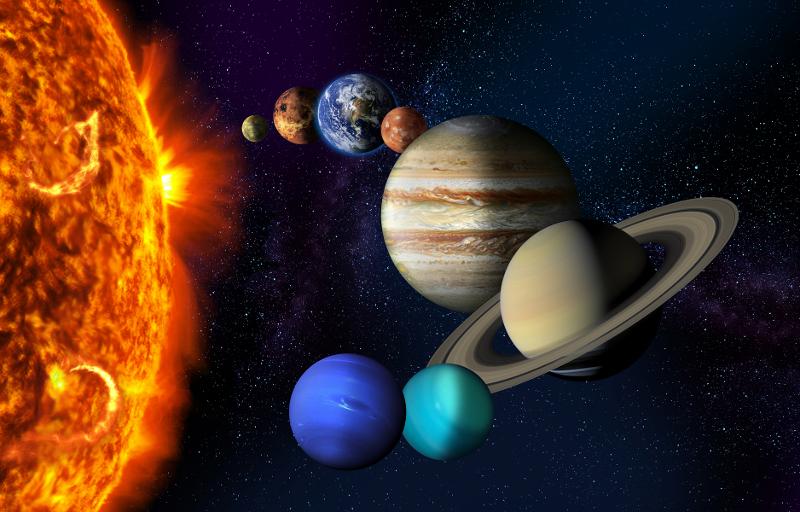Sola og planetene. Solas utbrudd er utgangspunktet for nordlyset.