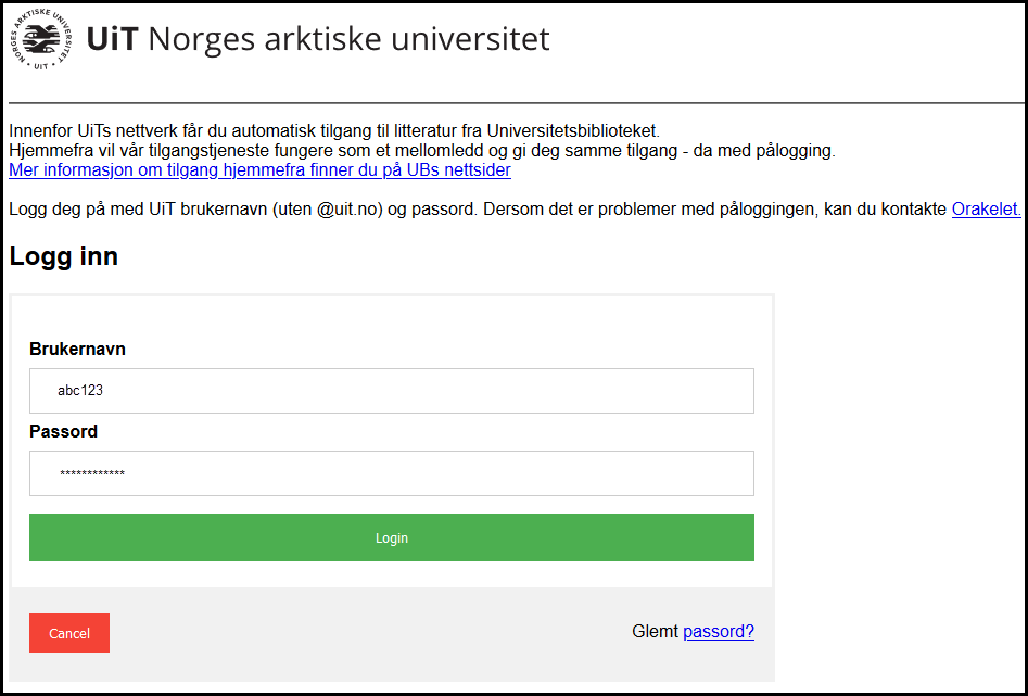 Påloggingsvindu Ezproxy