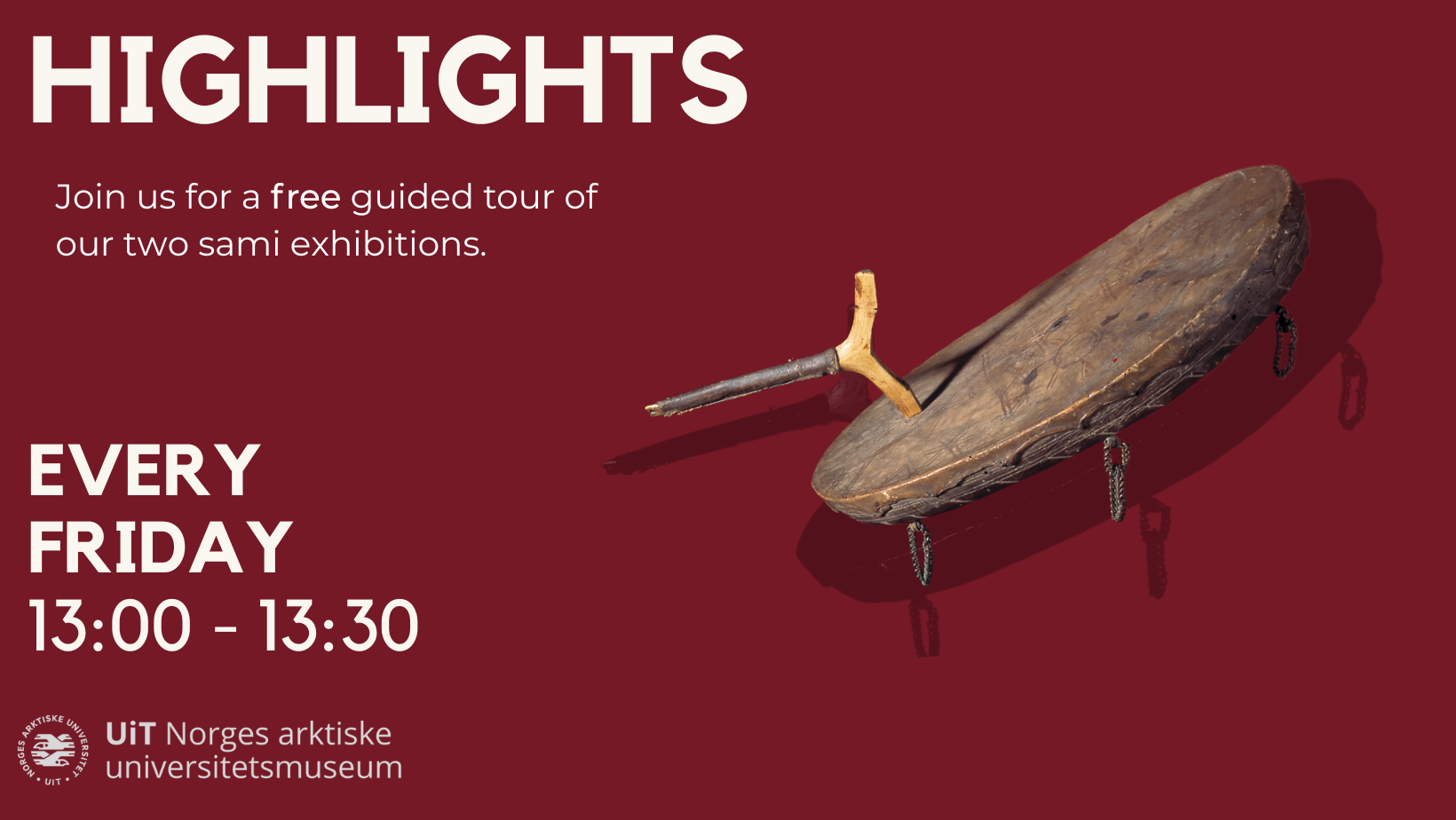 Illustrasjons-/bannerbilde for Free guided tour of our two sami exhibitions every Friday!