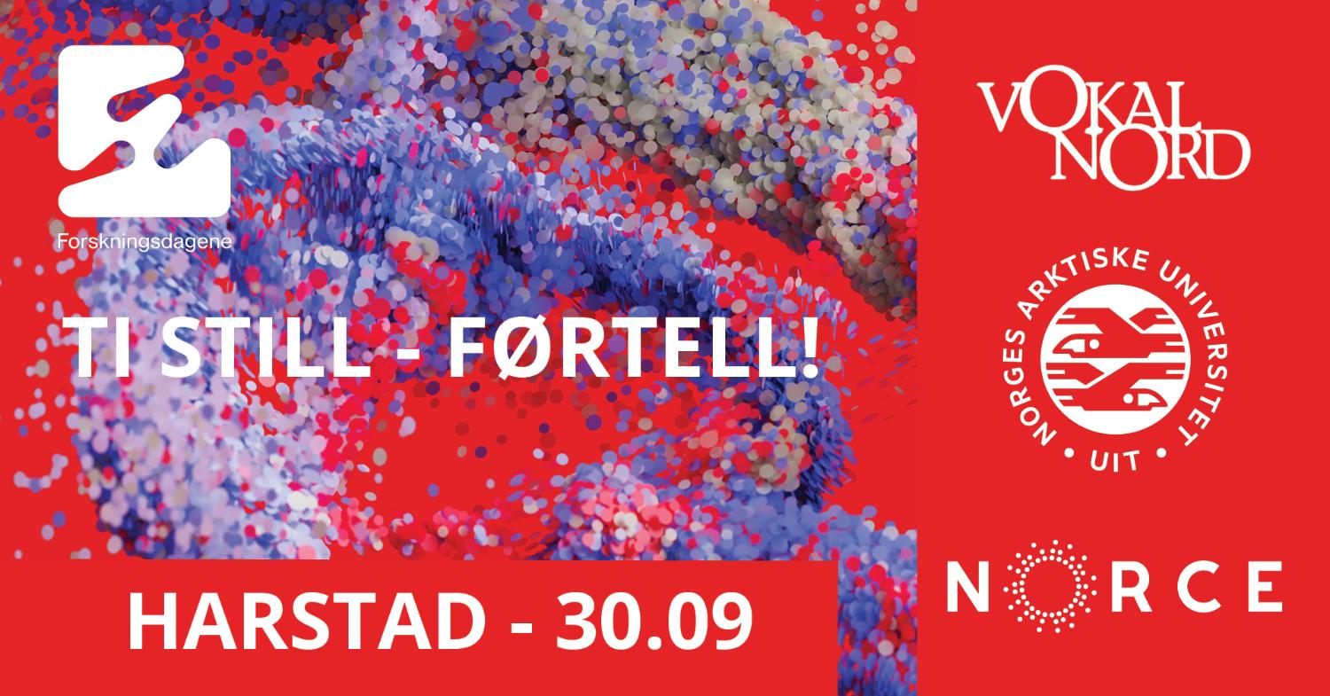 Illustrasjons-/bannerbilde for Ti Still – førtell! Kunst og kunnskap med Vokal Nord og forskere!