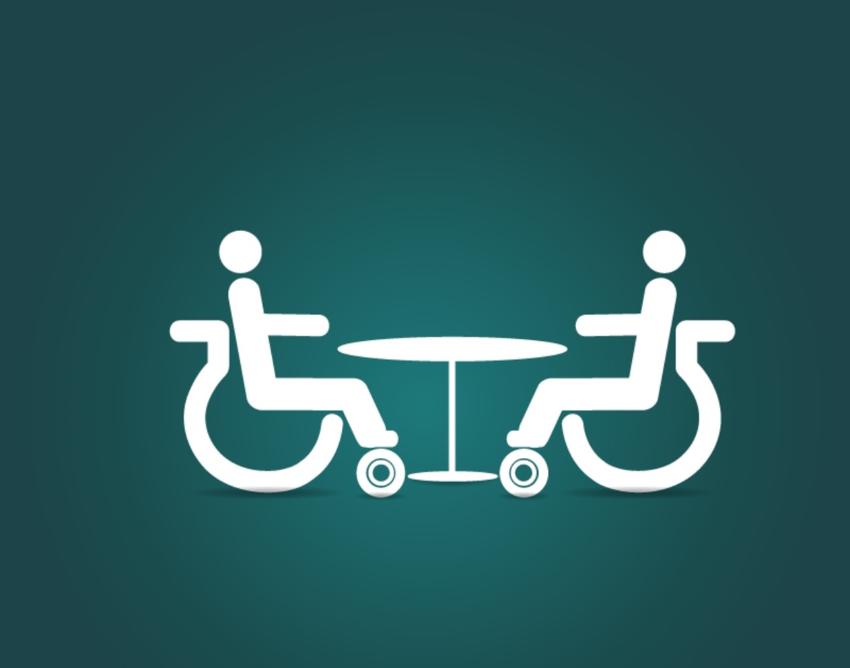 Disabled meeting at table