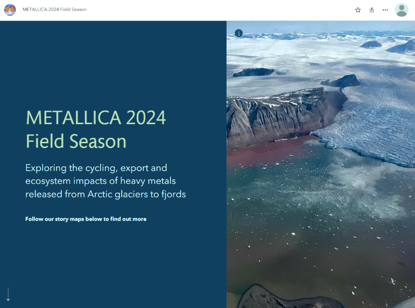 Screenshot of the METALLICA 2024 Field Season Story Map  front cover