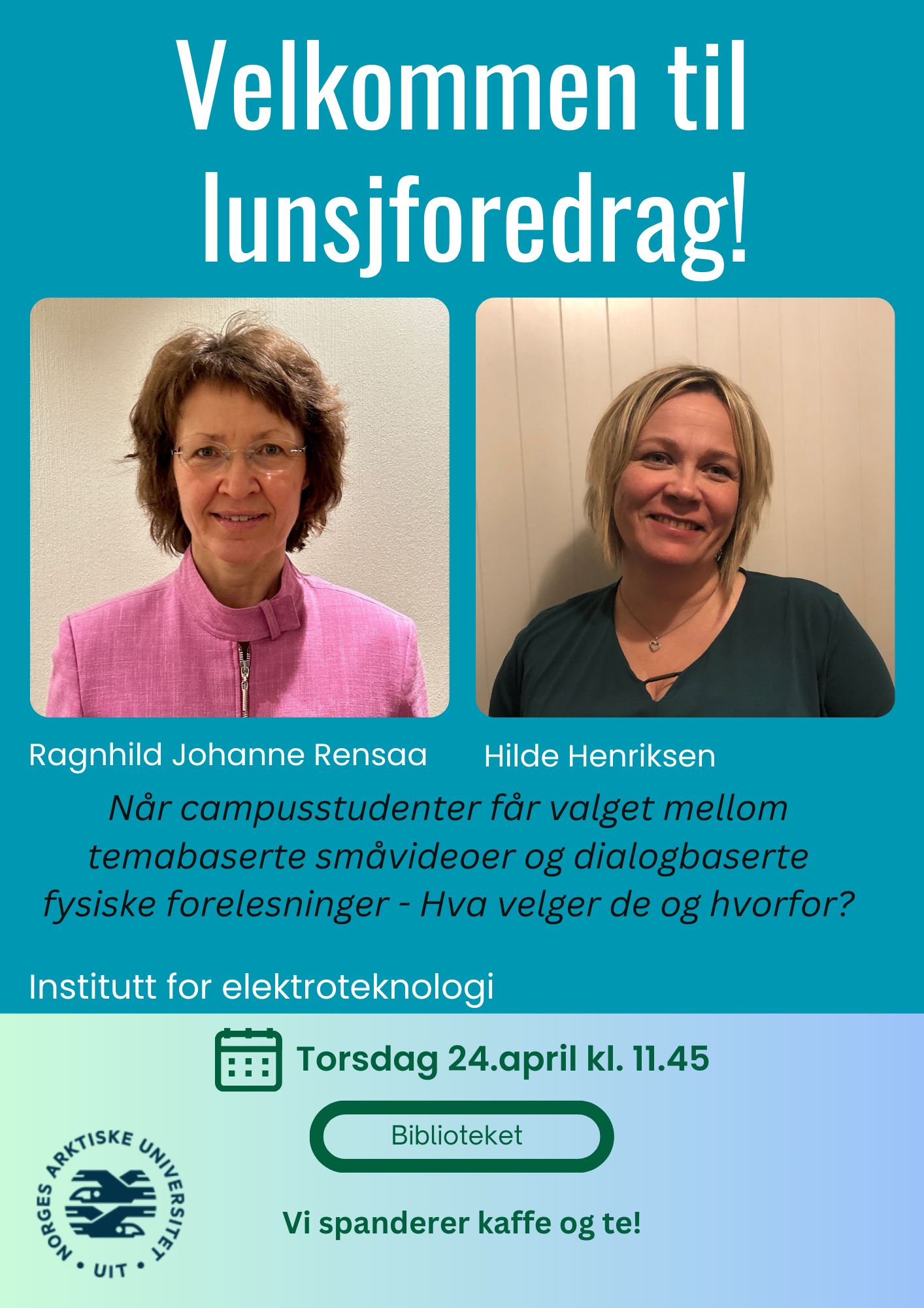 Illustrasjons-/bannerbilde for Lunsjforedrag: Når campusstudenter får valget mellom temabaserte småvideoer og dialogbaserte fysiske forelesninger - Hva velger de og hvorfor?