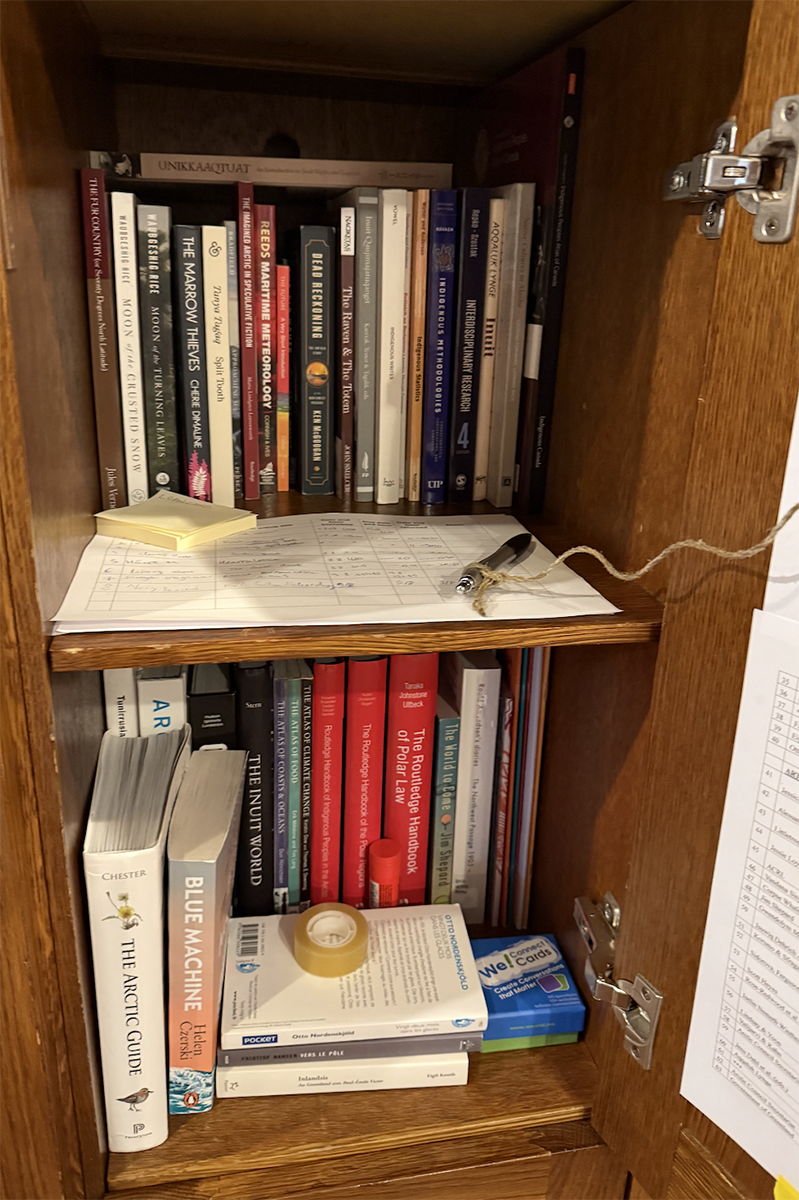 Bøker i et skap