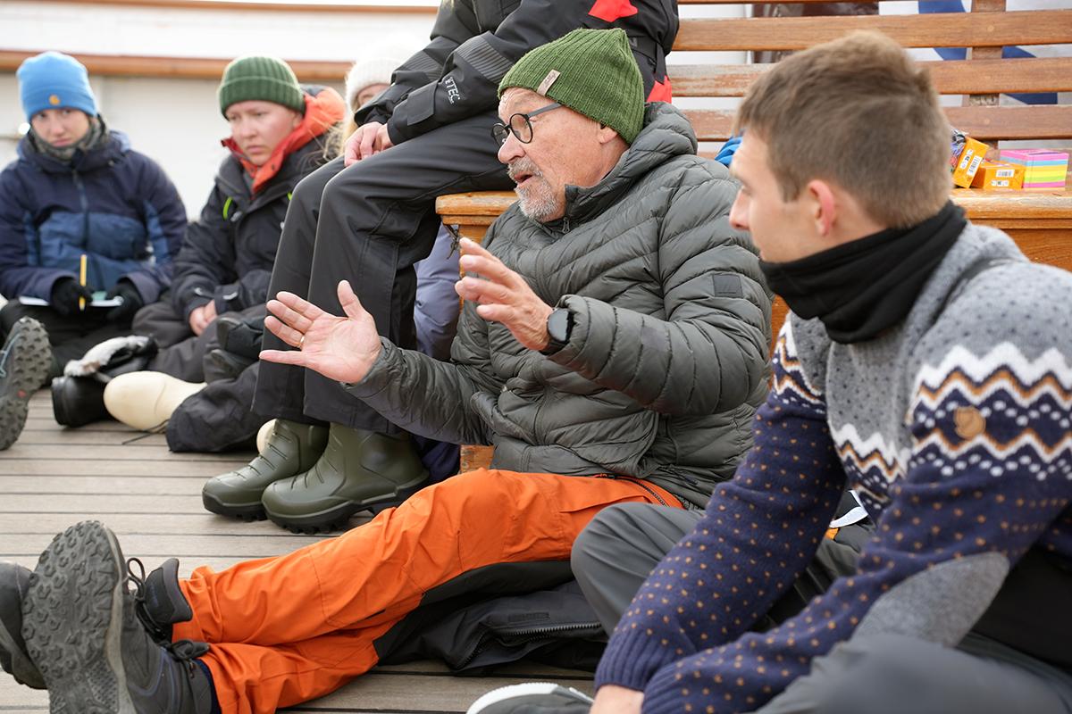 People sitting on deck