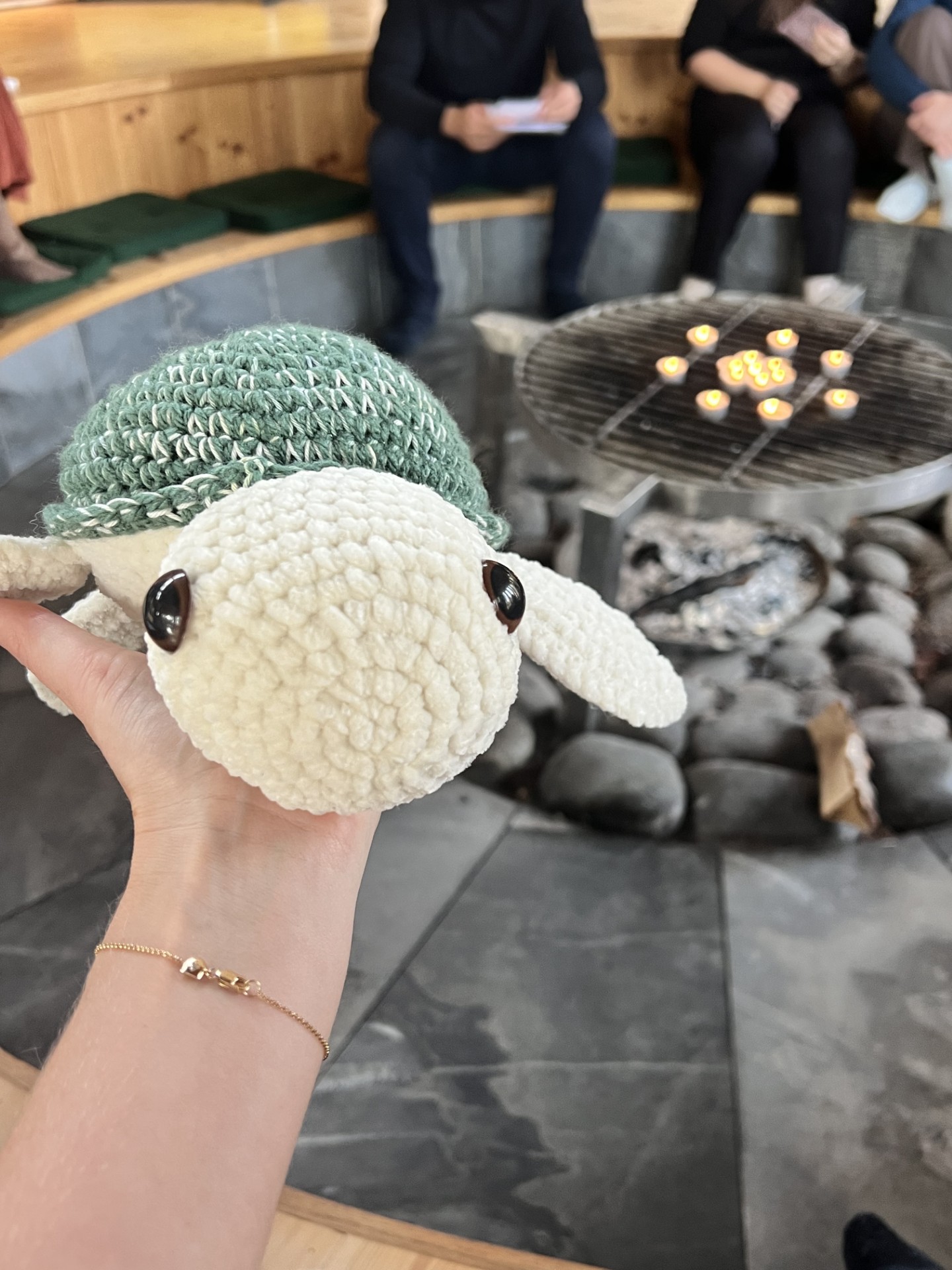 Crocheted animal, a turtle. 