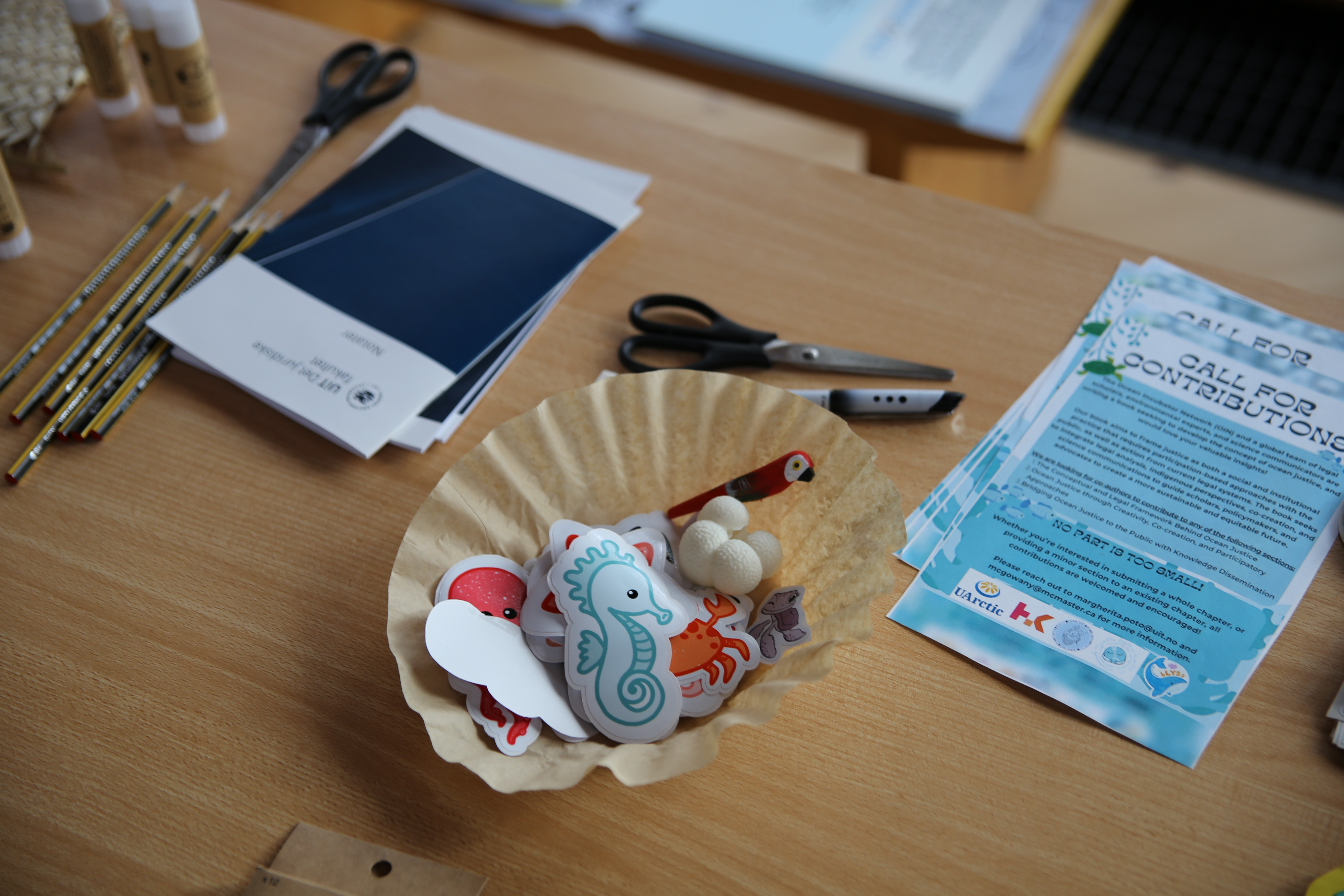 material for workshop on table