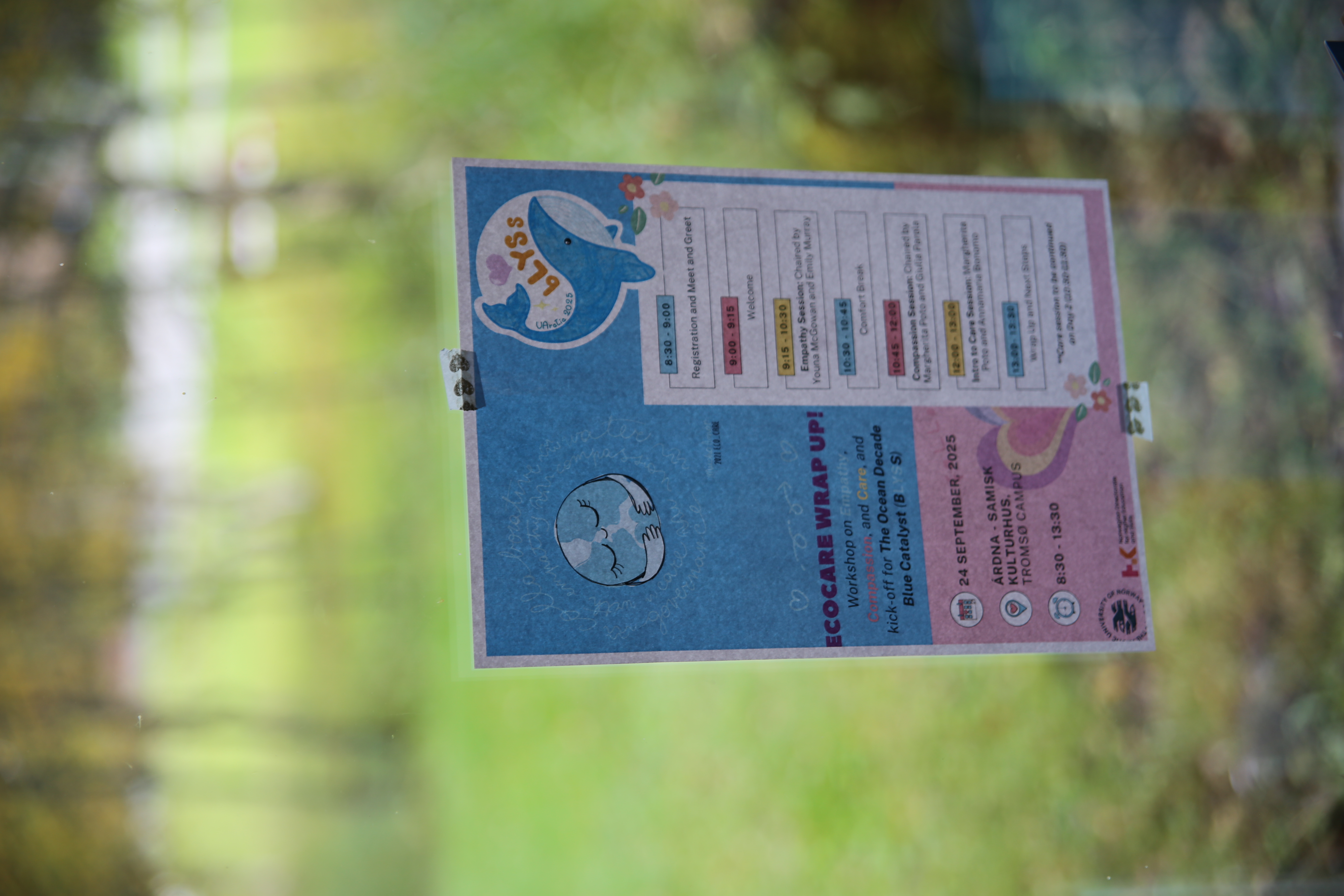 poster of ecocare wokrshop on the window