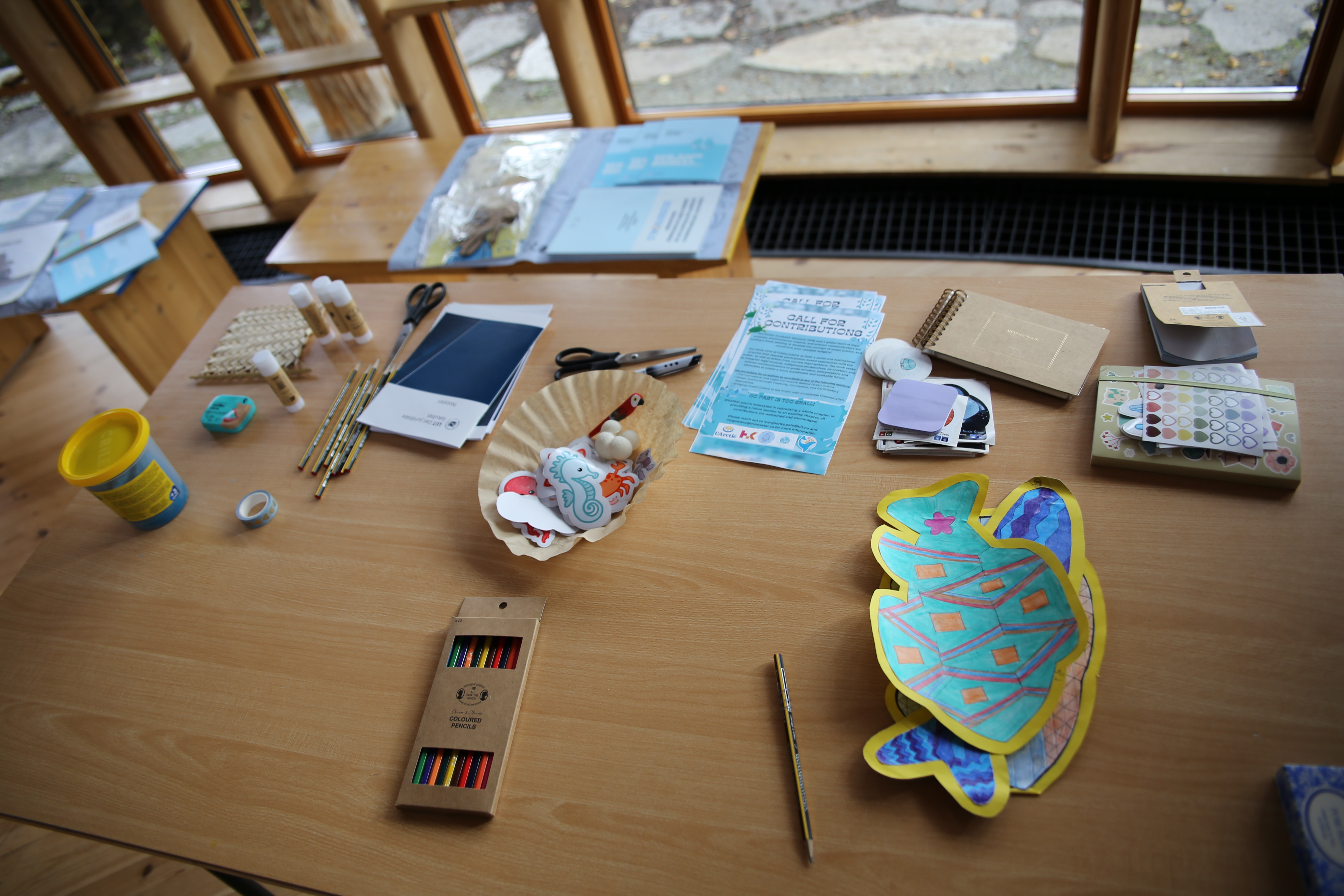 Workshop material on table
