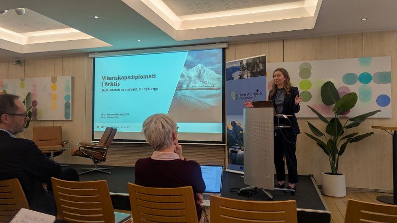 En dame som holder en presentasjon