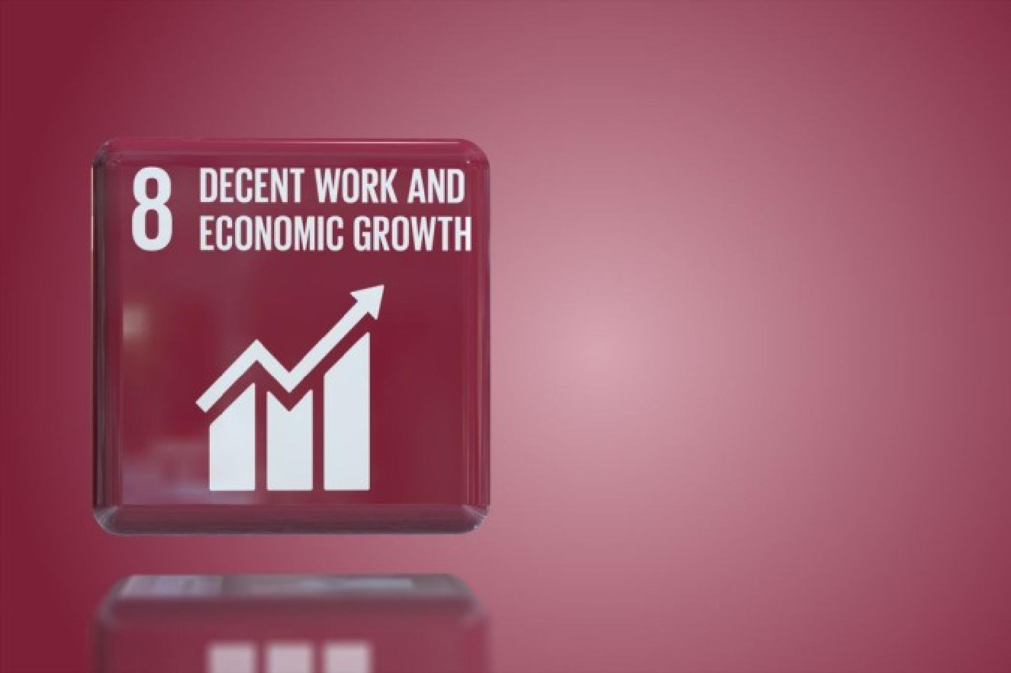 Illustrasjons-/bannerbilde for E-konferanseserie om FNs b&aelig;rekraftsm&aring;l &ndash; M&aring;l 8: Anstendig arbeid og &oslash;konomisk vekst / E-Conferences Series on the Sustainable Development Goals - Goal 8: Decent Work and Economic Growth