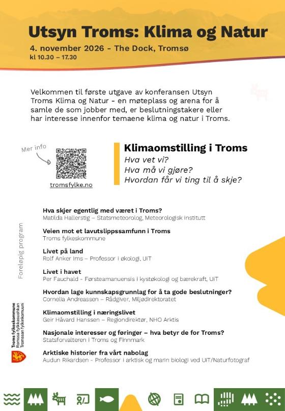 Illustrasjonsbilde for Utsyn Troms Klima og Natur: Fylkeskommunens konferanse om klimaomstilling. Påmelding senest 14. Oktober
